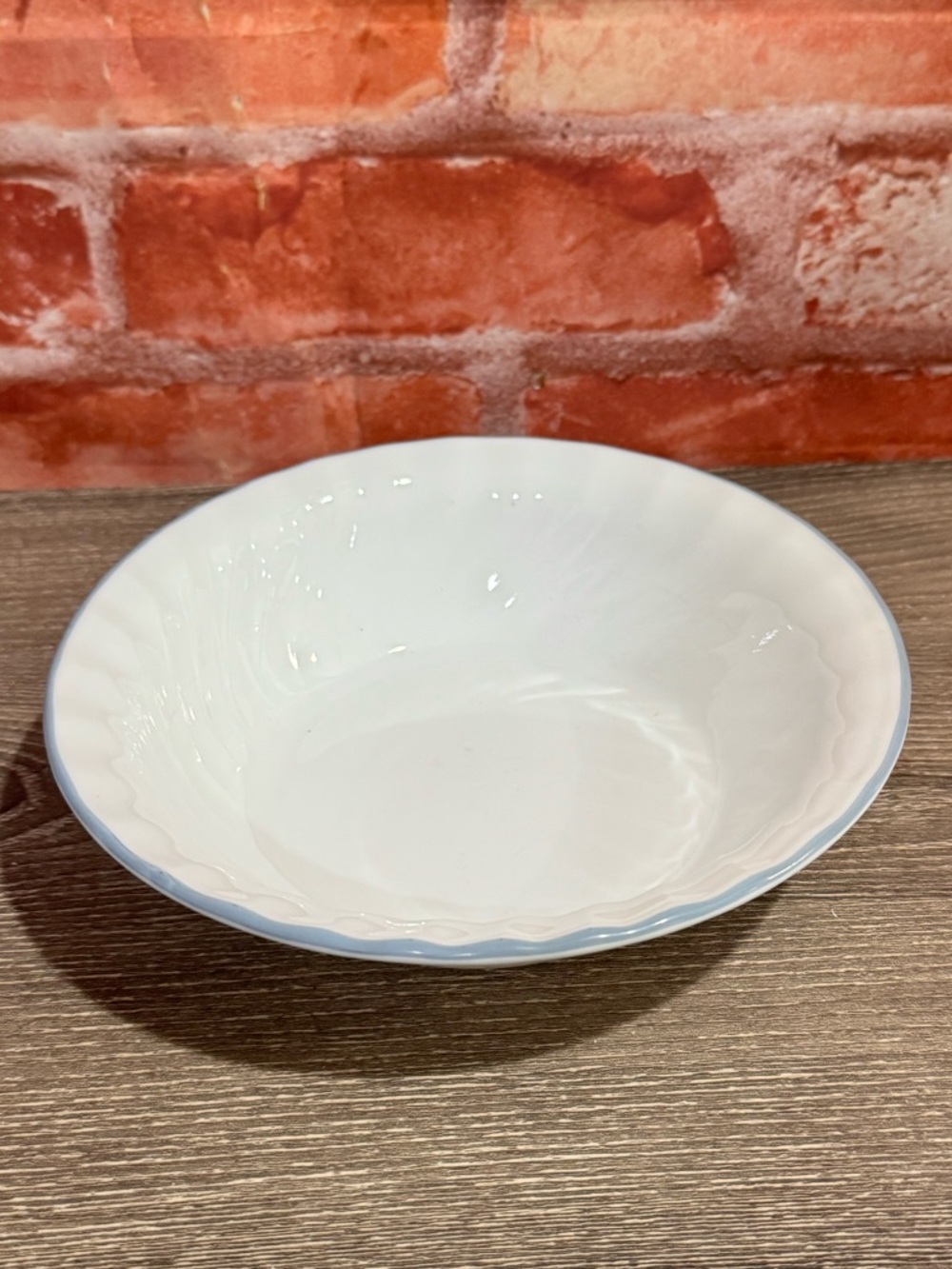Corelle by Corning Pink Trio Cereal Soup Bowl White Swirl Blue Trim Set of 3